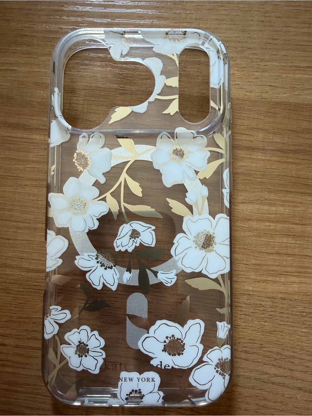 kate spade Clear Floral iPhone Case with White Flowers & Gold Accents